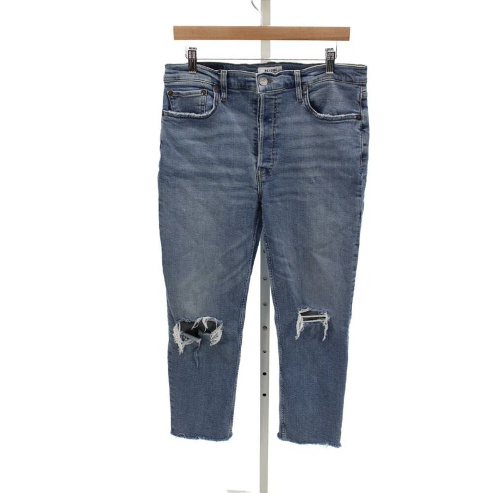 Re/Done Womens Cropped Mid Rise Blue Jeans Size 31